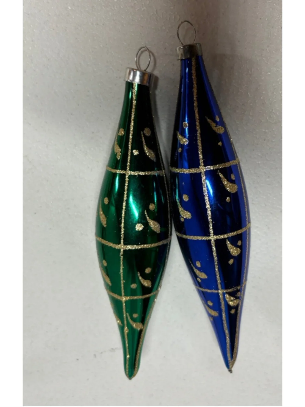 Vintage Set Of 2 Vintage Mercury Glass Teardrop Christmas Ornaments